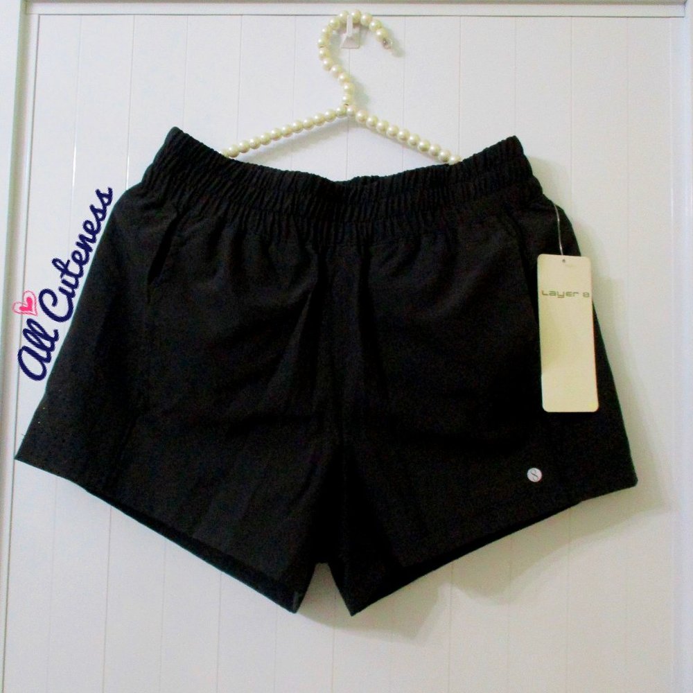 Layer8 Black Perforated Side Short Size S